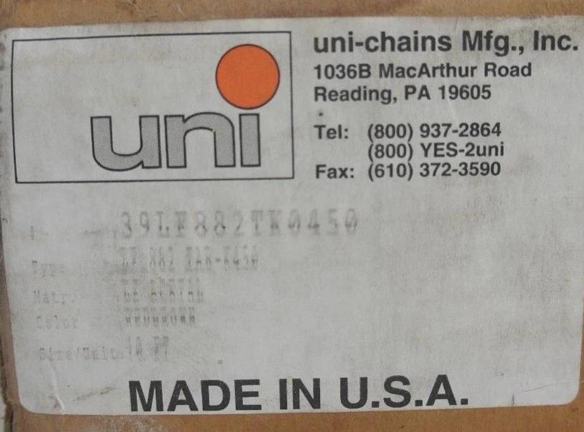 Used UNI-CHAIN 39LF882TK0450 SLAT TOP CONVEYOR CHAIN 4-1/3" X 10' FT