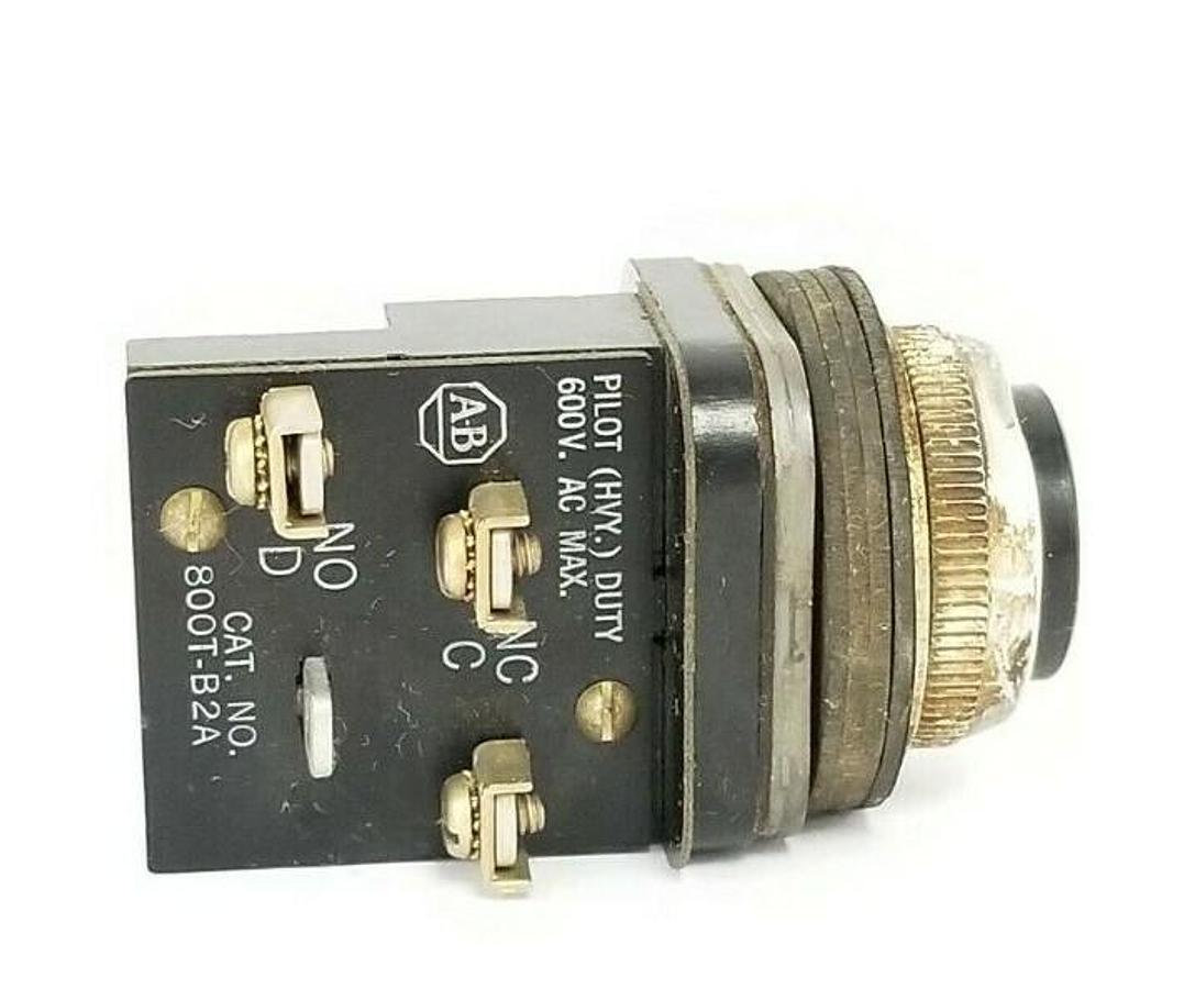 Used ALLEN BRADLEY 800T-B2A PUSHBUTTON 800TB2A BLACK 600V. AC MAX.