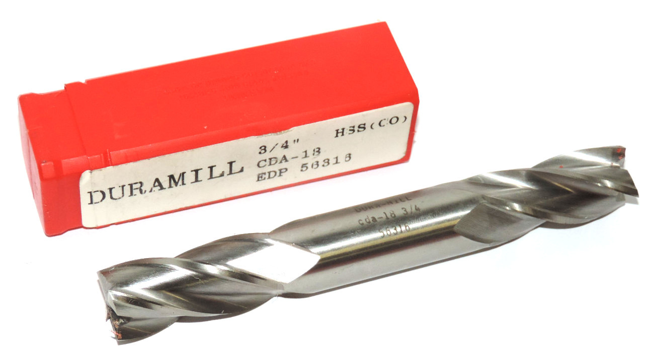 Used NEW DURAMILL CDA-18 EDJP 56316 3/4" DOUBLE END HSS(CO) MILL BIT, LENGTH 5-1/2"