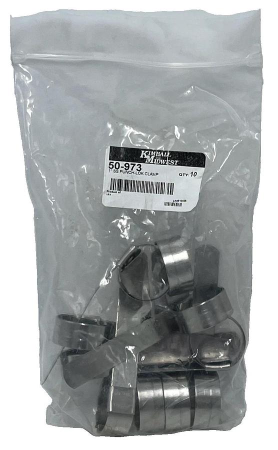 10 Pack Kimball Midwest 50-973 Stainless Steel Punch-Lok Clamps 1" ID x 5/8" W