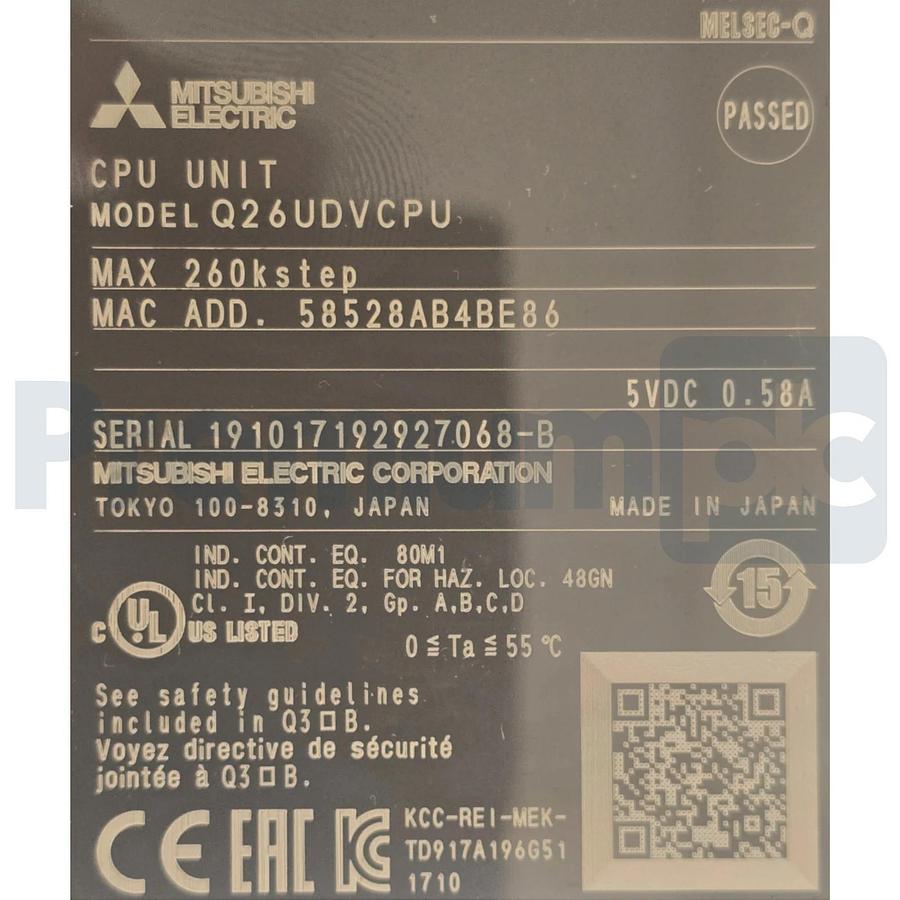 Used MITSUBISHI ELECTRIC Q26UDVCPU MELSEC-Q QnU SERIES (PLC) CPU UNIT 260kstep USPI