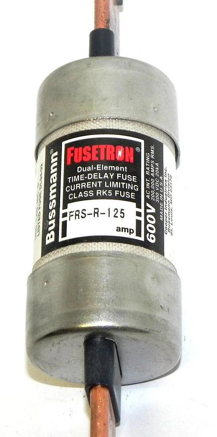 Used BUSSMANN FRS-R-125 FUSETRON DUAL-ELEMENT FUSE 600V, 125A, FRSR125