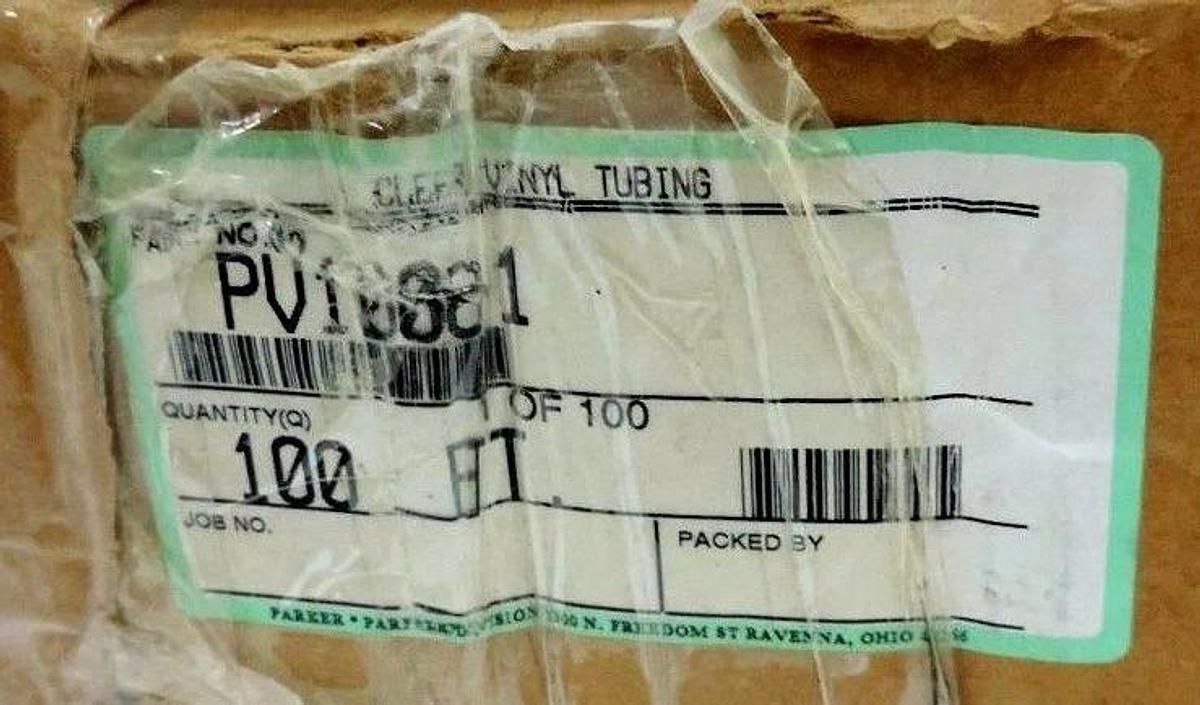 NIB PARKER PV100-1-P CLEAR VINYL TUBING 100FT, PV1001P