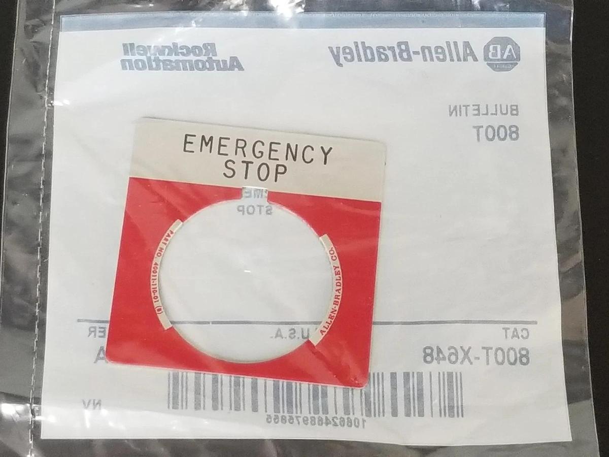 Used LOT OF 3 NEW ALLEN BRADLEY 800T-X648 SER. A EMERGENCY STOP LEGEND PLATE 800TX648