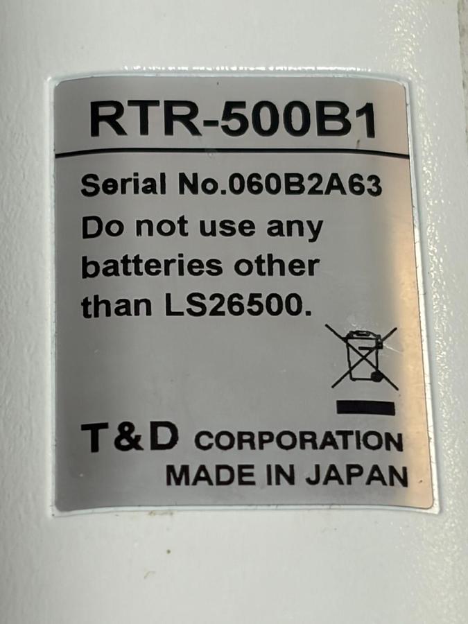 Used T&D RTR-502 Wireless Temp Data Logger RTR-500B1 Battery Adaptor with Battery