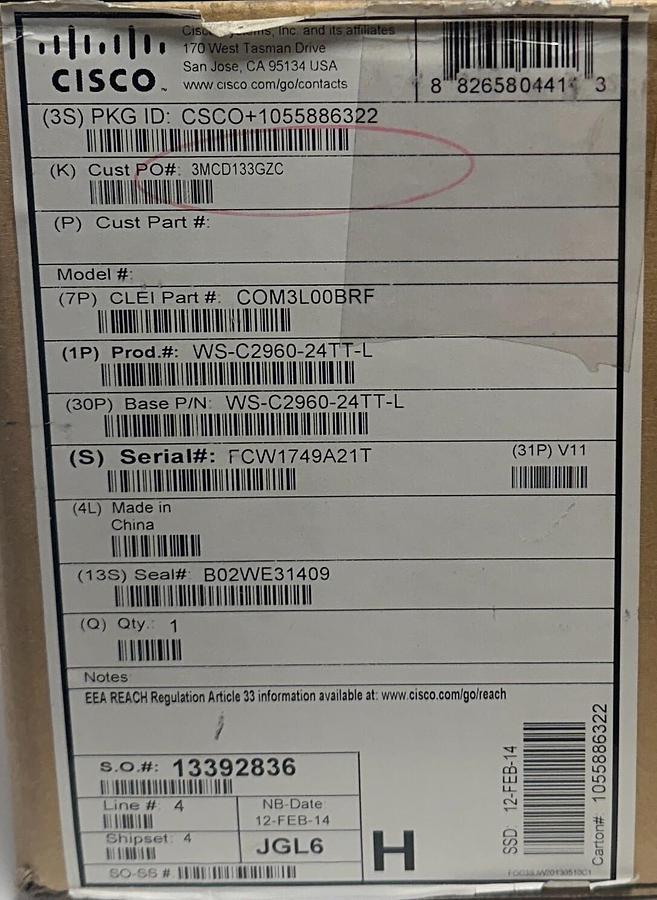Used CISCO KRONES WS-C2960-24TT-L / 0901424863 CATALYST C2960 24TT INTERFACE NSMP