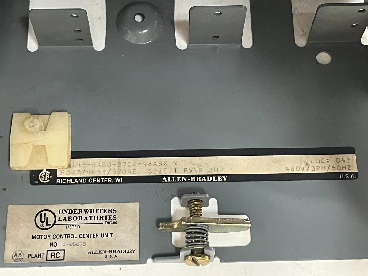 Used Allen-Bradley 2113B-BABD-B7CA-98X8X N MCC Bucket 2HP Size 1 Starter Westinghouse