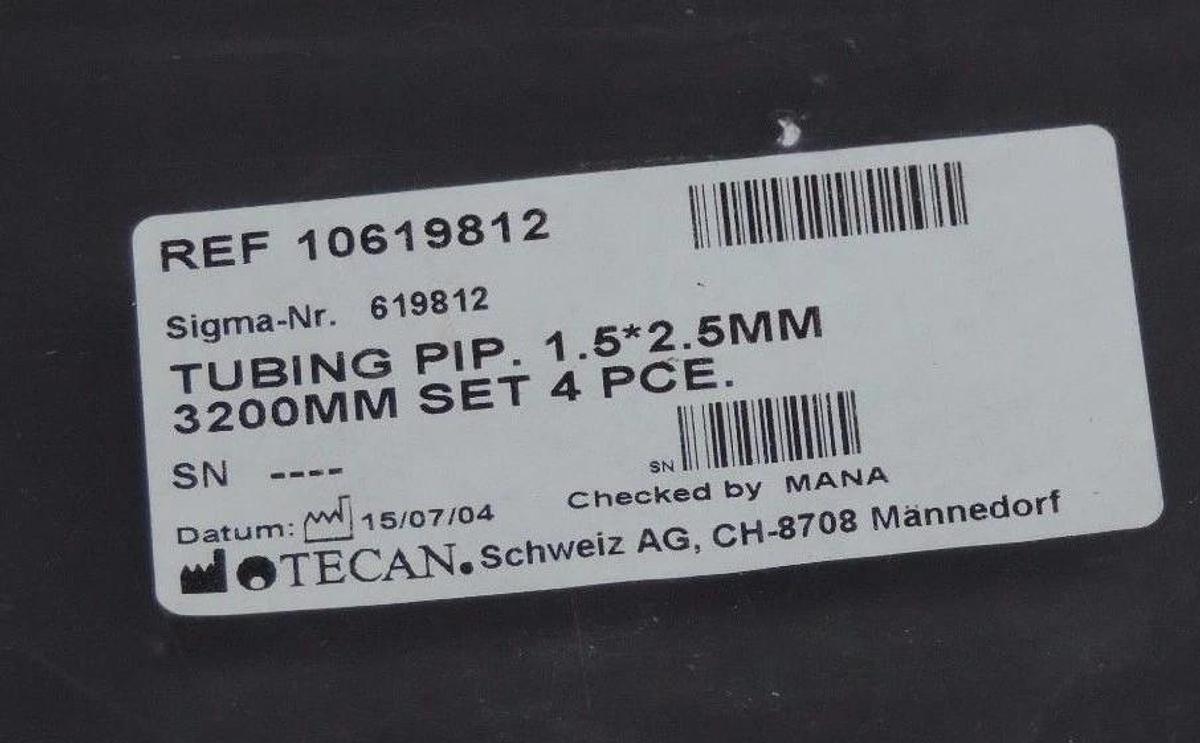 LOT OF 4 NEW TECAN 10619812 TUBING PIPETTE 1.5 X 2.5 X 3200 MM