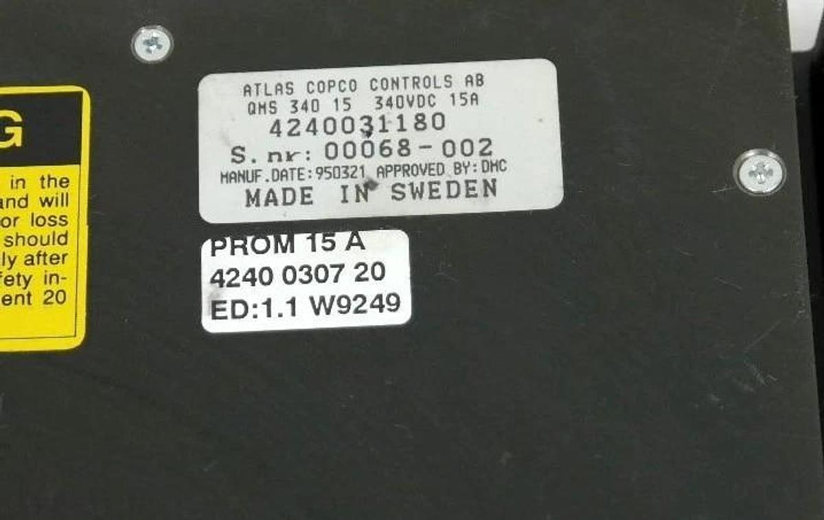 Used ATLAS COPCO 4240 0311 80 SERVO CONTROLLER QMS-340-15, 4240031180, 4240 0307 20
