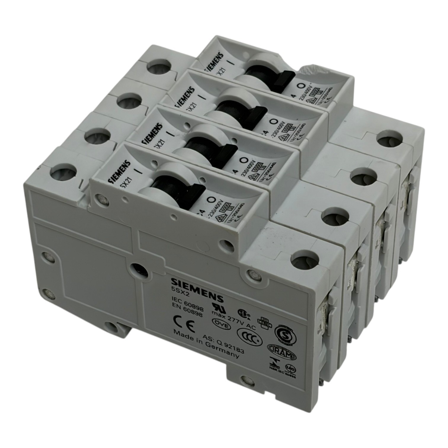 Used Lot of 4 Siemens 5SX21 C4 Miniature DIN Rail Circuit Breaker 4A 1-Pole