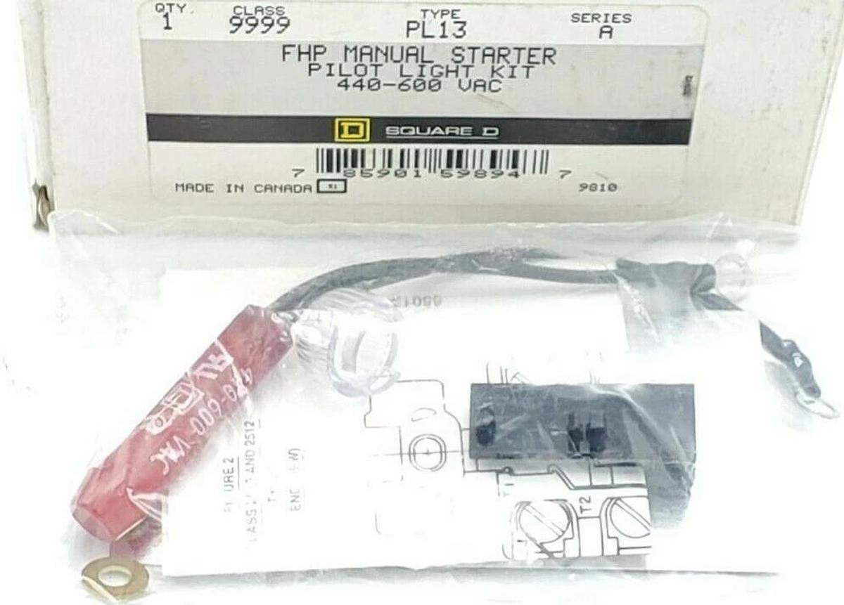 Used NIB SQUARE D 9999PL13 SER. A FHP MANUAL STARTER PILOT LIGHT KIT 9999-PL13, 440-6