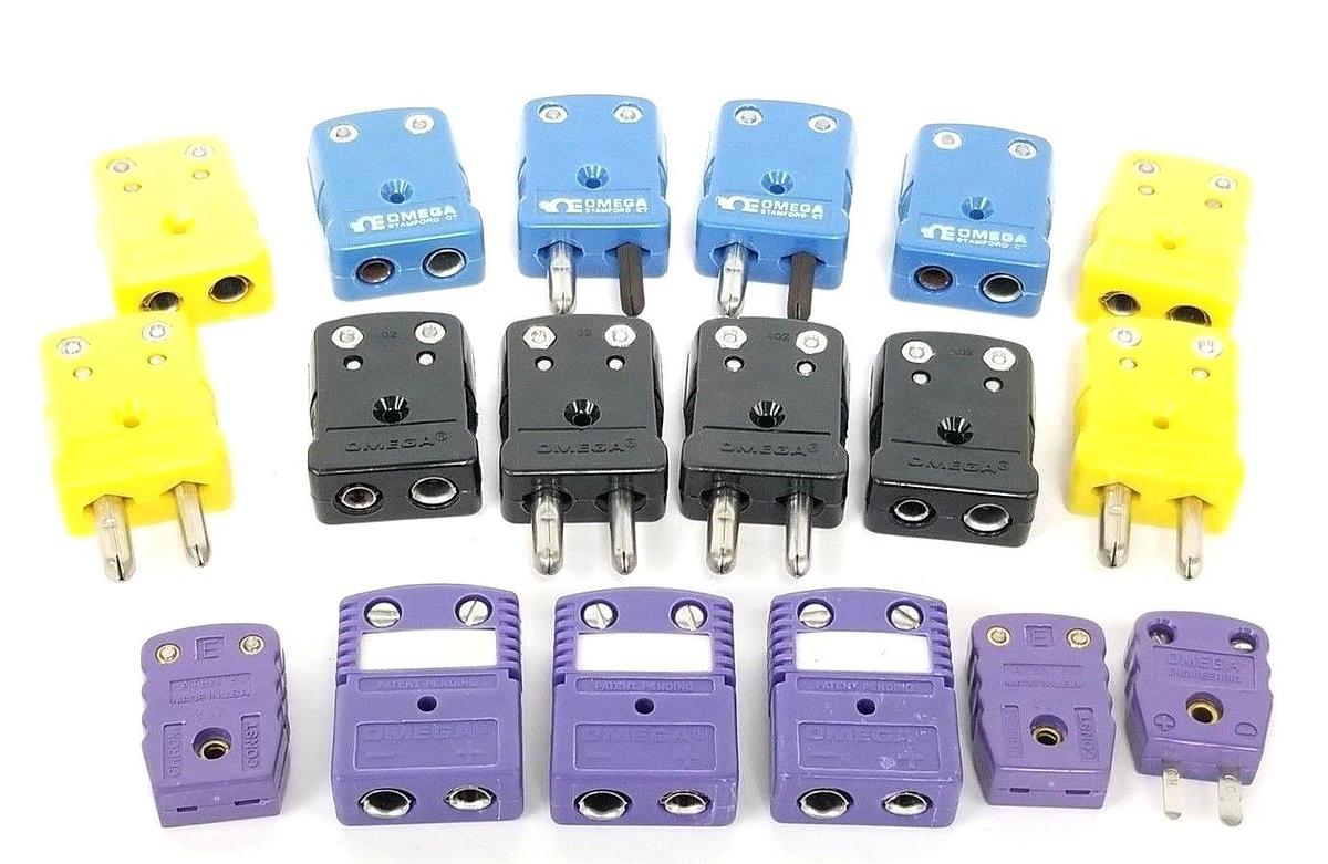 Used LOT OF 18 ASSORTED NEW OMEGA MALE & FEMALE PLUGS 207 402 BLUE BLACK YELL. PURP.