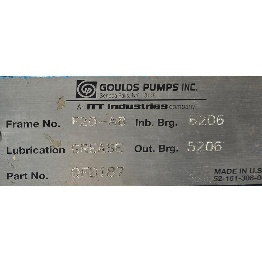 Used ITT GOULDS PUMP 3408A 2X3-11L DOUBLE SUCTION SPLIT CASE PUMP P/N QFD187 NSNP