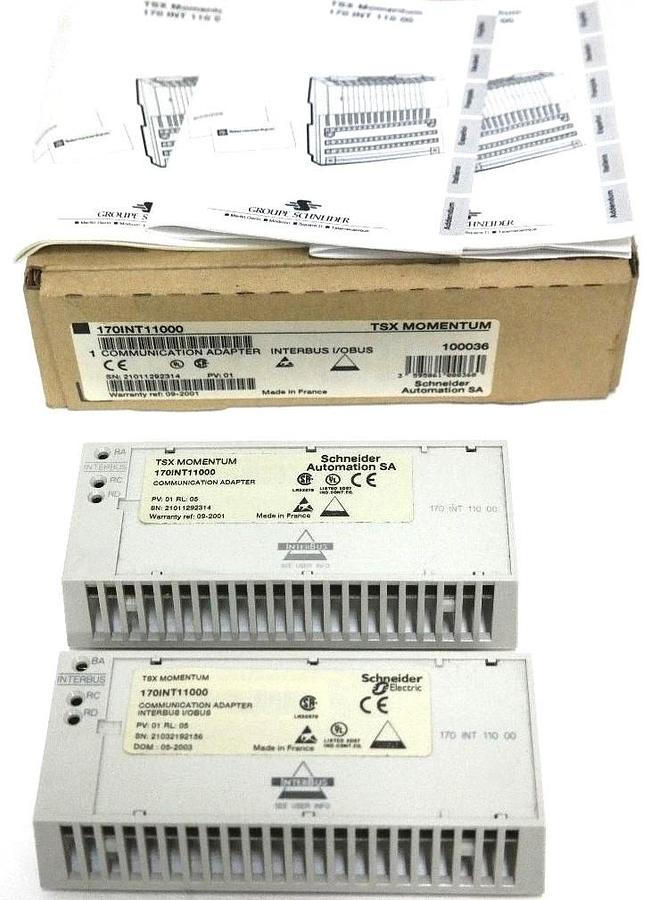 Used LOT OF 2 SCHNEIDER AUTOMATION 170INT11000 COMMUNICATION ADAPTERS 170-INT-110-00