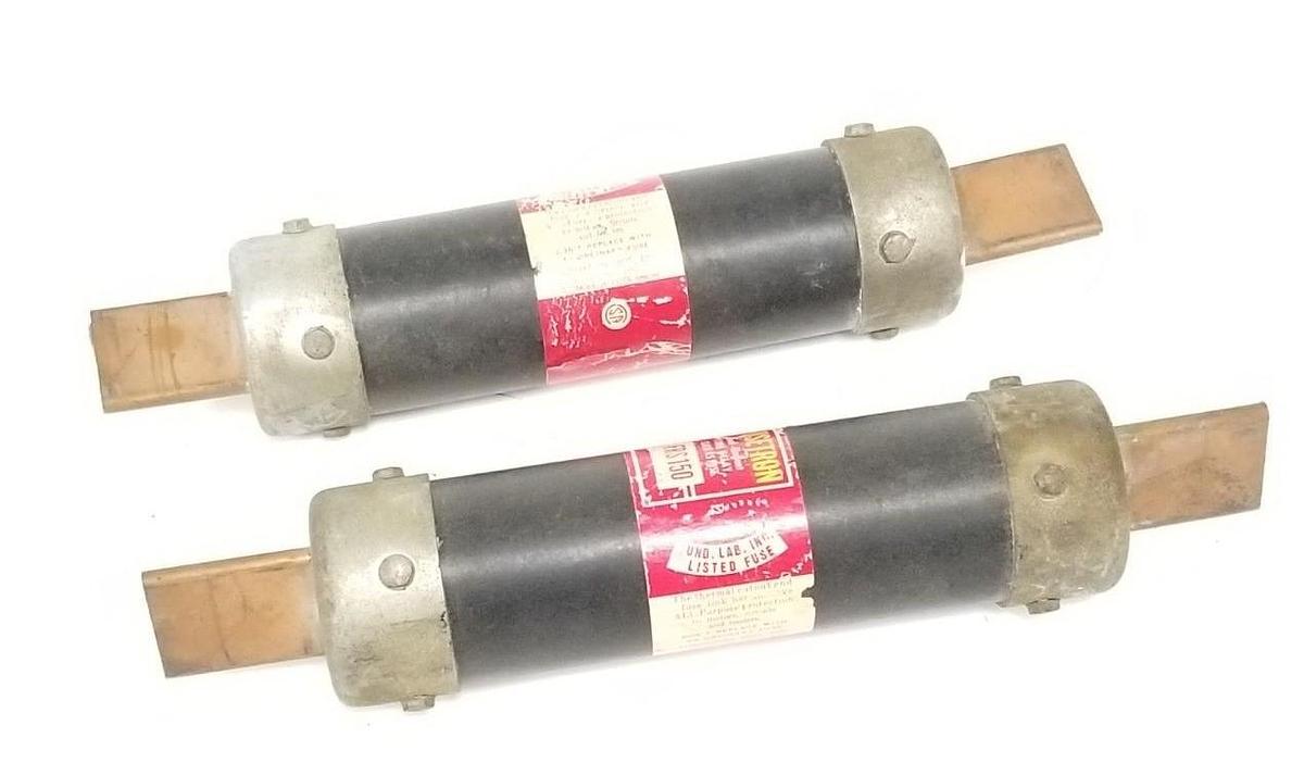Used LOT OF 2 BUSSMANN FUSETRON FRS 150 DUAL-ELEMENT TIME-DELAY FUSES FRS150, 150A