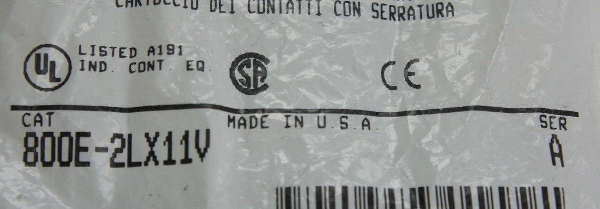 Used NEW ALLEN BRADLEY 800E-2LX11V CONTACT CARTRIDGE, SER. A, 800E2LX11V
