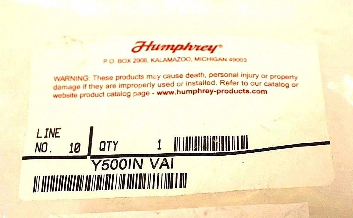 Used NEW HUMPHREY Y500IN VAI CARTRIDGE INSERT VALVE 1/2" ORIFICE Y500INVAI