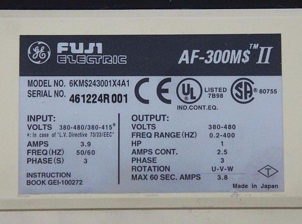 Used FUJI ELECTRIC 6KMS243001X4A1 MICRO SAVER II AC DRIVE AF-300MS