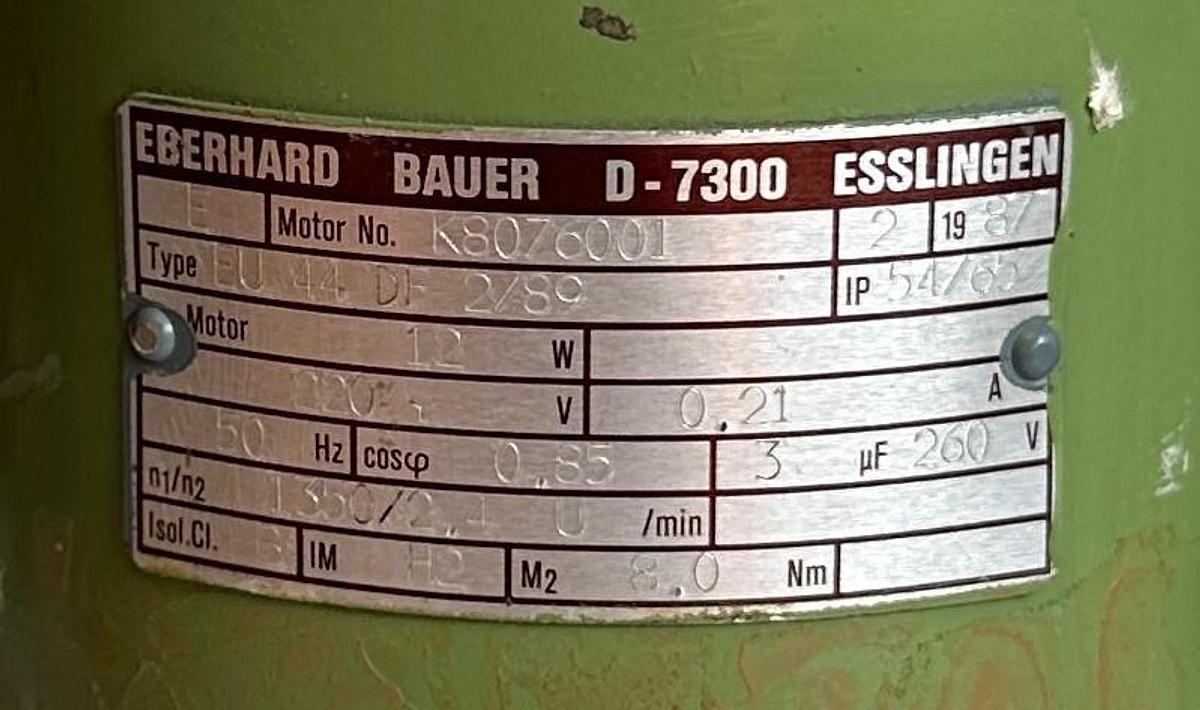 Used NEW BAUER EBERHARD EU44DF2/89 / D-7300 / K8076001 GEARMOTOR 12W 220V 0.21A 50Hz