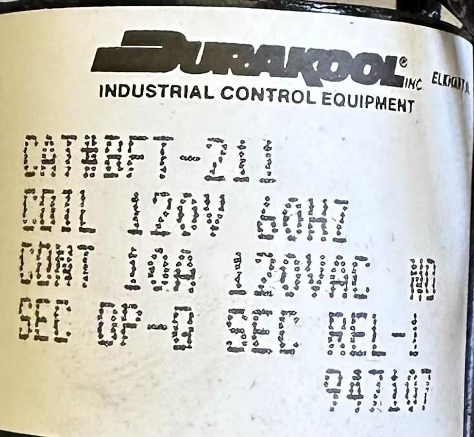 Used NEW AEC DURAKOOL BFT-211 / BFT211 RELAY 120VAC COIL 120V 60Hz