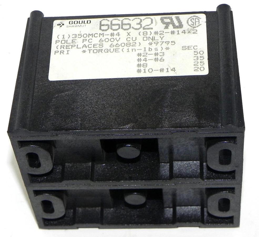 Used GOULD SHAWMUT 66632 POWER DISTRIBUTION BLOCK 2POLE 600V