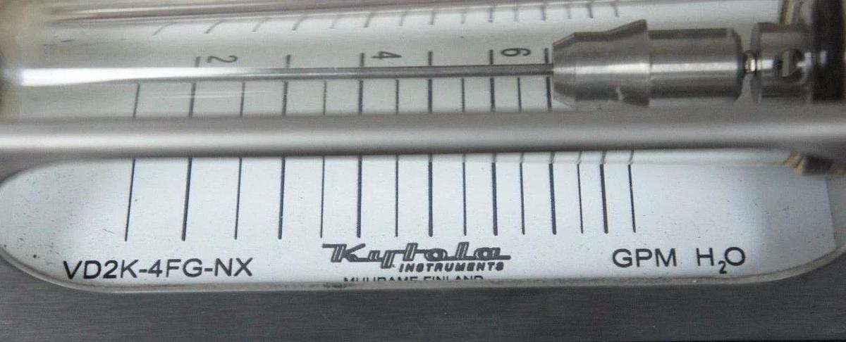 Used KYTOLA VD2K-4FG-NX DUAL VARIABLE FLOW METER 1-8 GPM VD2K4FGNX