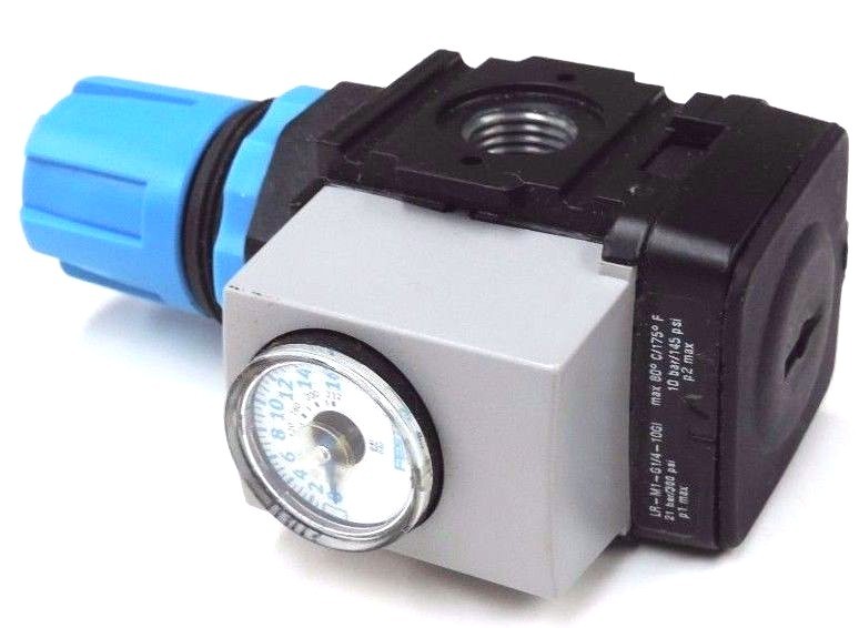 Used NEW FESTO LR-M1-G1/4-10GI PRESSURE REGULATOR 21 BAR 300 PSI, LRM1G1/410GI