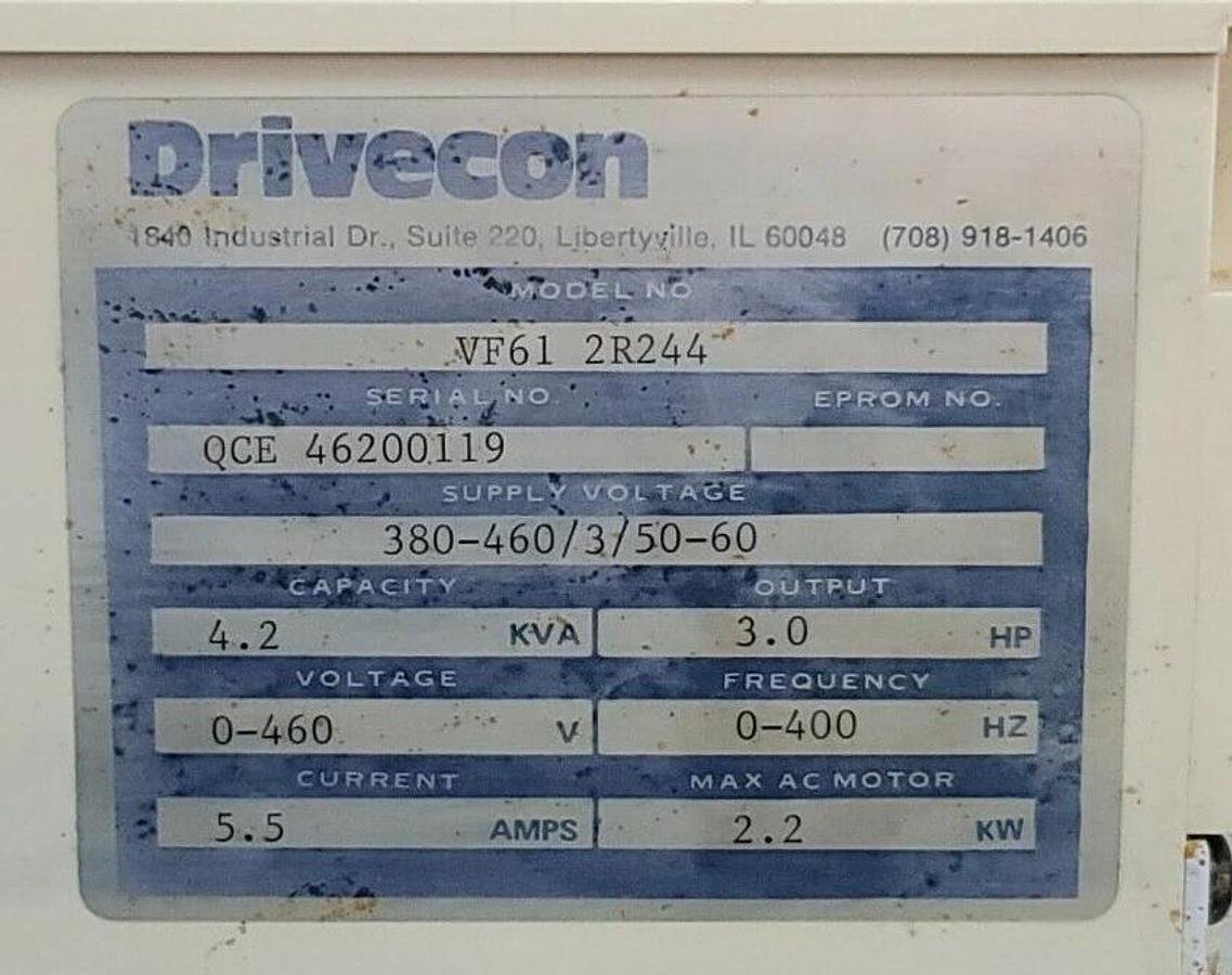 Used DRIVECON VF61-2R244 AC DRIVE VF612R244