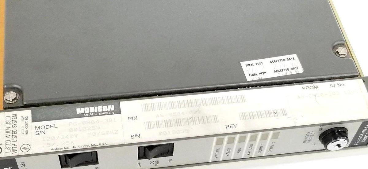 Used AEG MODICON PC-0984-381 PROGRAMMABLE CONTROLLER AS-9584-000 AS-C950-103