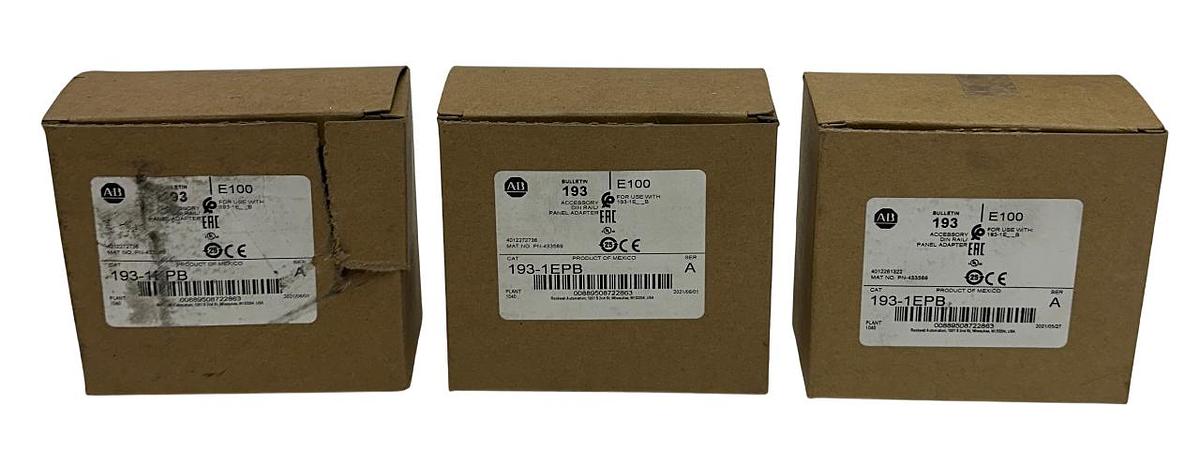 Used 3 ALLEN BRADLEY 193-1EPB /A BULLETIN 193 E100 PANEL MOUNT ADAPTERS DIN RAIL NSMP