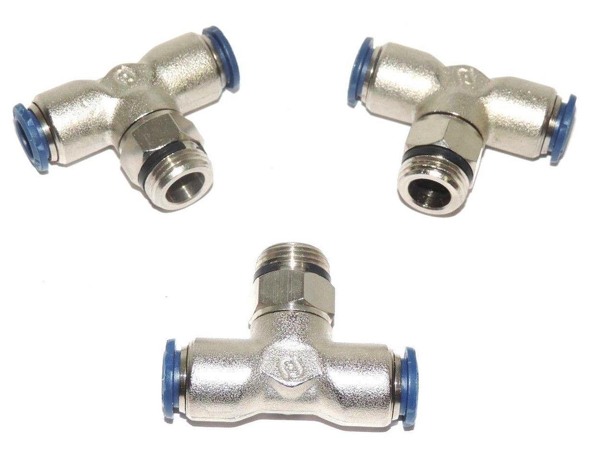 Used LOT OF 3 ALPHA FITTING 87210-06-06 SWIVEL TEE 3/8" TUBE X 3/8" THREAD, 872100606
