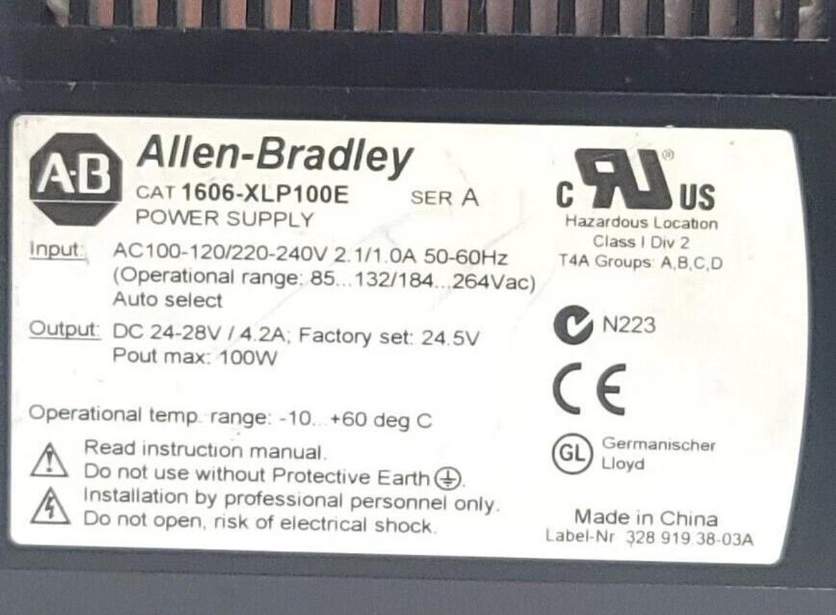 Used ALLEN BRADLEY 1606-XLP100E /A 1606-XLP POWER SUPPLY 50/60Hz 1606XLP100E