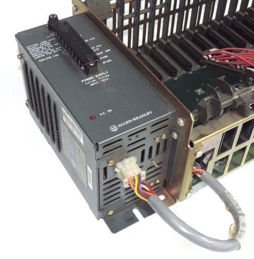 Used ALLEN BRADLEY 1771-A4B 16 SLOT I/O CHASSIS W/ 1771-P2 POWER SUPPLY