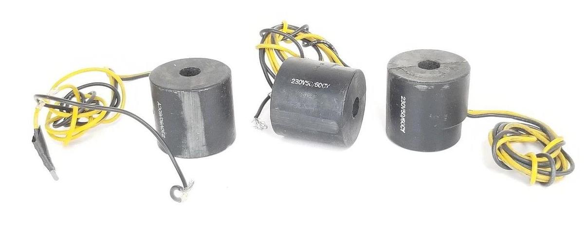 Used LOT OF 3 GENERIC 230V 50/60CY SOLENOID COILS