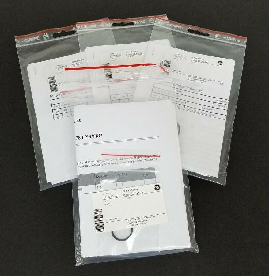 Used LOT OF 4 NEW GE HEALTHCARE 28-9695-50 O-RINGS 17.2 x 1.78 FPM/FKM 28969559 AB