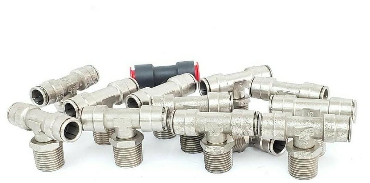 Used LOT OF 13 SMC TEE FITTINGS 1/2" X 1/2" X 7/8"