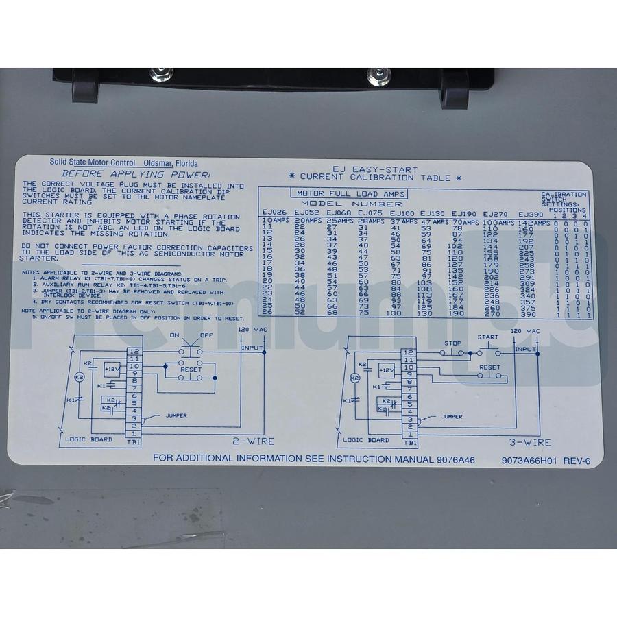 Cutler Hammer EJ075-4ER Easy-Start EJ Reduced Voltage Motor Starter 3D17187G01