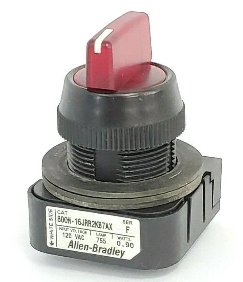Used ALLEN BRADLEY 800H-16JRR2KB7AX SELECTOR SWITCH SER. F 120V, 0.90W