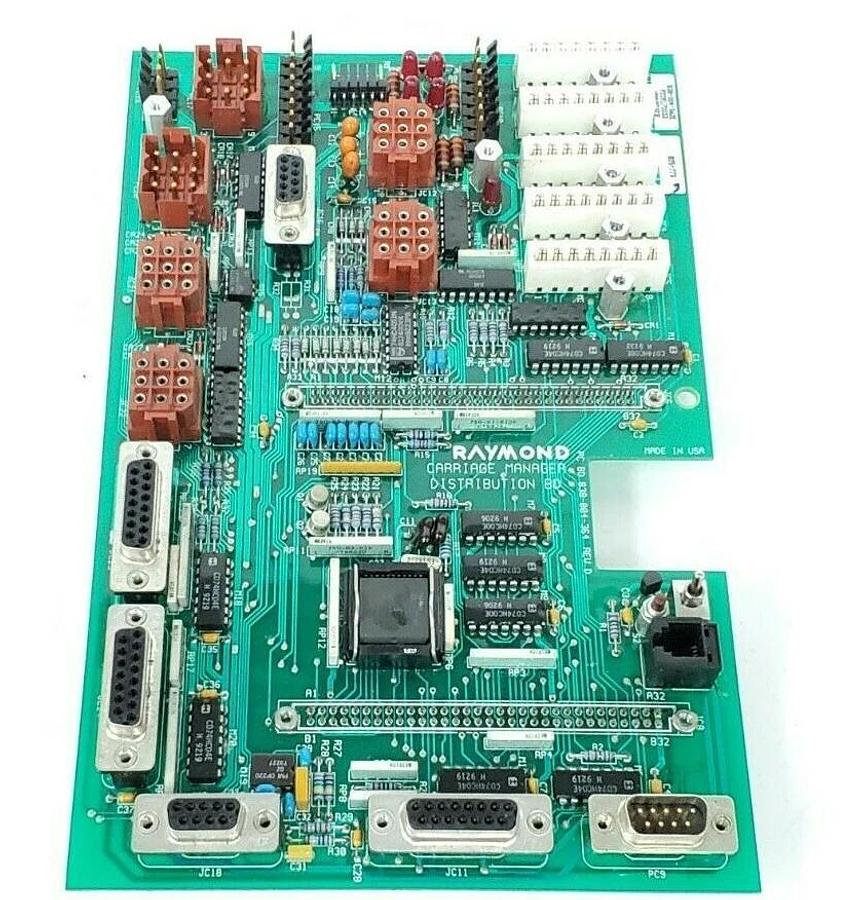 Used RAYMOND 838-004-362E CARRIAGE MANAGER DISTRIBUTION BOARD 9209170033 WPAWPI6CR