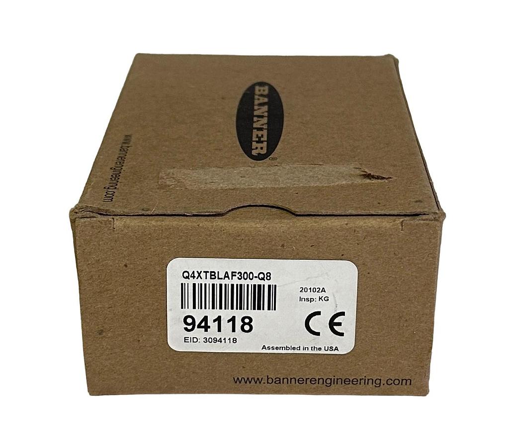 Used NEW BANNER Q4XTBLAF300-Q8 / Q4XTBLAF300Q8 Q4X SENSOR 300mm 10-30Vdc 94118