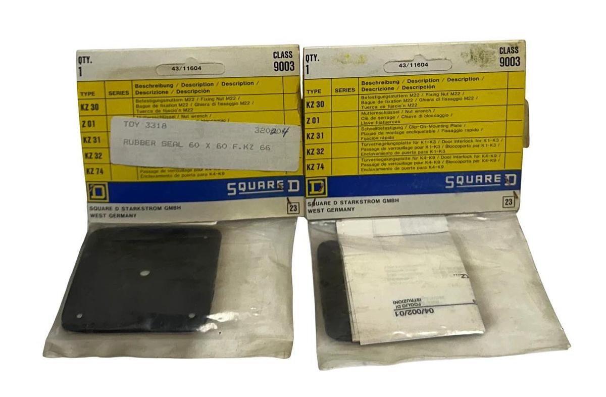 Used 2 SQUARE D 9003-KZ66 / KZ66 / 9003KZ66 RUBBER SEALS 60x60mm OEM NSFS