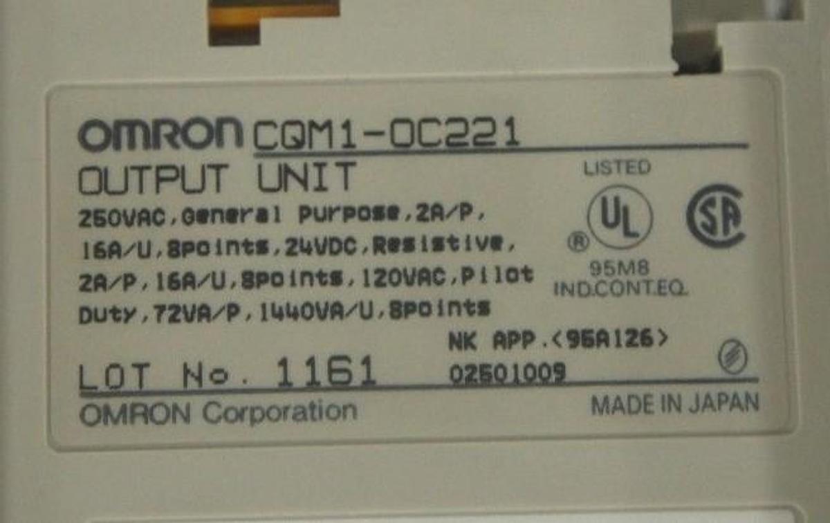Used OMRON CQM1-0C221 OUTPUT MODULE 250VAC CQM10C221, CQM1-OC221
