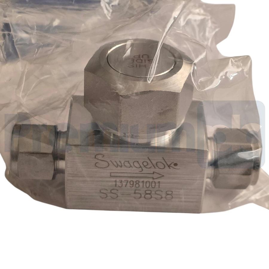 Swagelok SS-58S8 316SS Lift Check Valve 2.20 Cv 1/2" in Tube 6000psig SS58S8 NEW