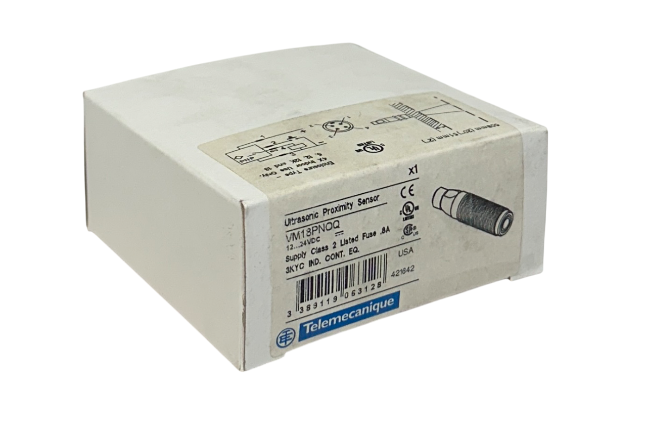 Used TELEMECANIQUE VM18PNOQ ULTRASONIC PROXIMITY SENSOR 12-24VDC NSMP