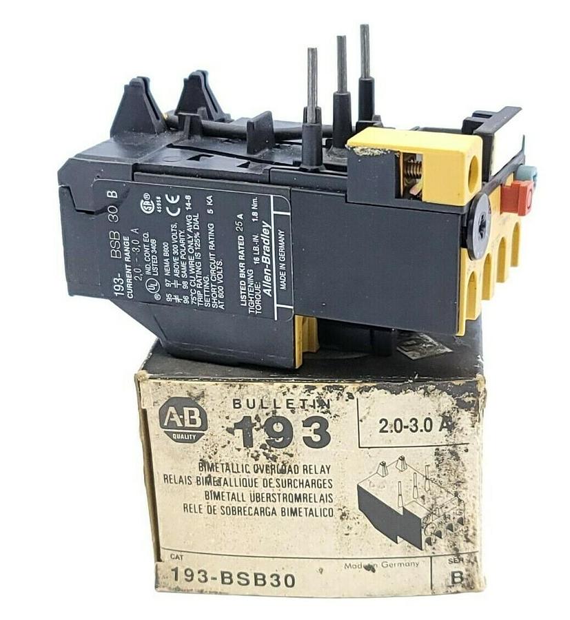 Used NIB ALLEN BRADLEY 193-BSB30 BIMETALIC OVERLOAD RELAY 2.0-3.0A SER. B