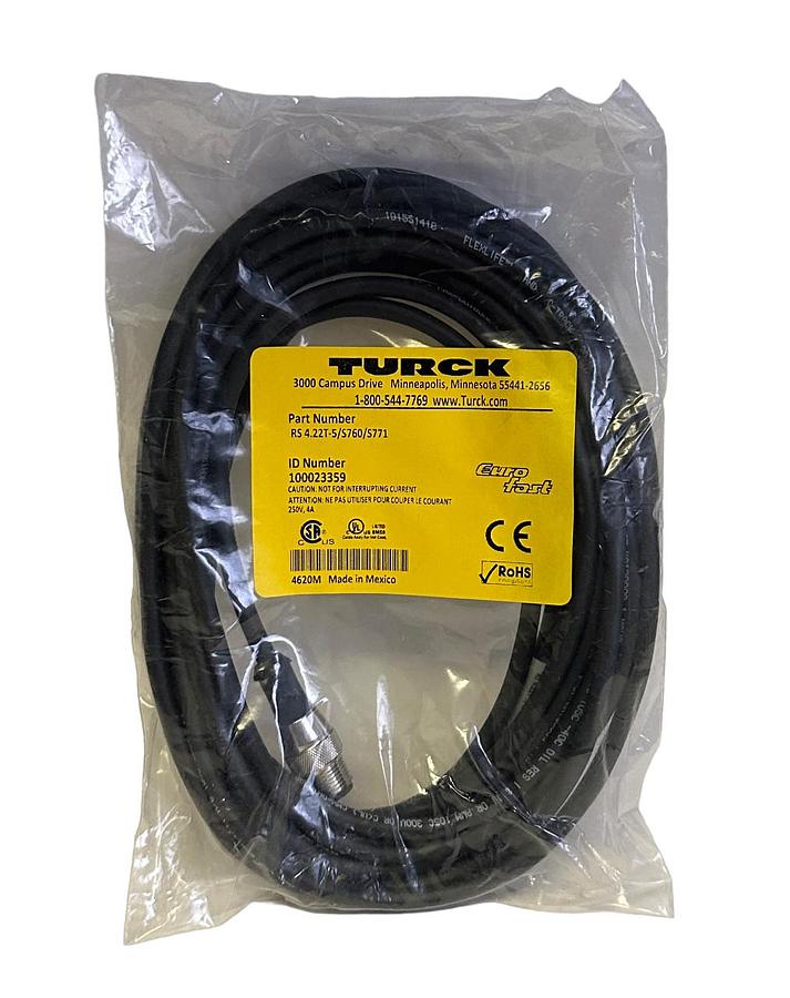 Used NEW TURCK RS 4.22T-5/S760/S771 / RS422T5S760S771 EURO M12 SINGLE-ENDED 100023359