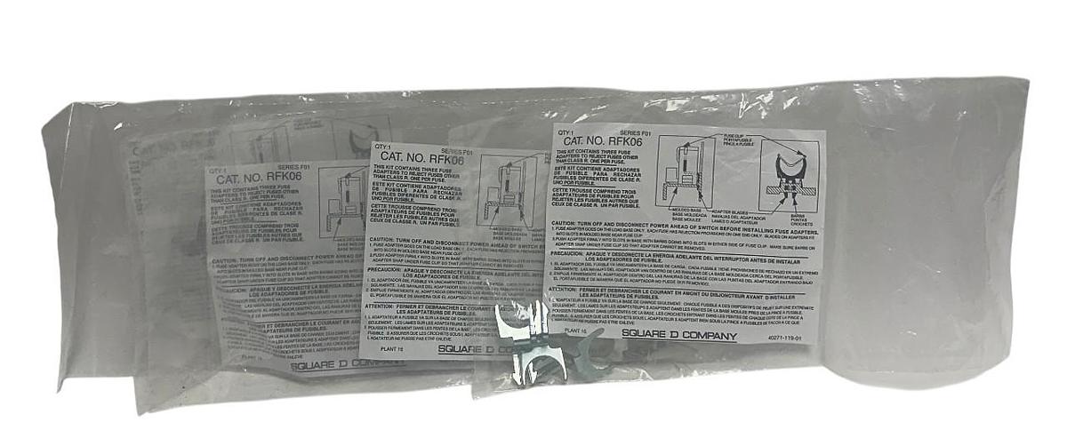 Used 4 SQUARE D RFK06 SAFETY SWITCH FUSE KITS SERIES F01 3-ADAPTERS PER BAG NSFS