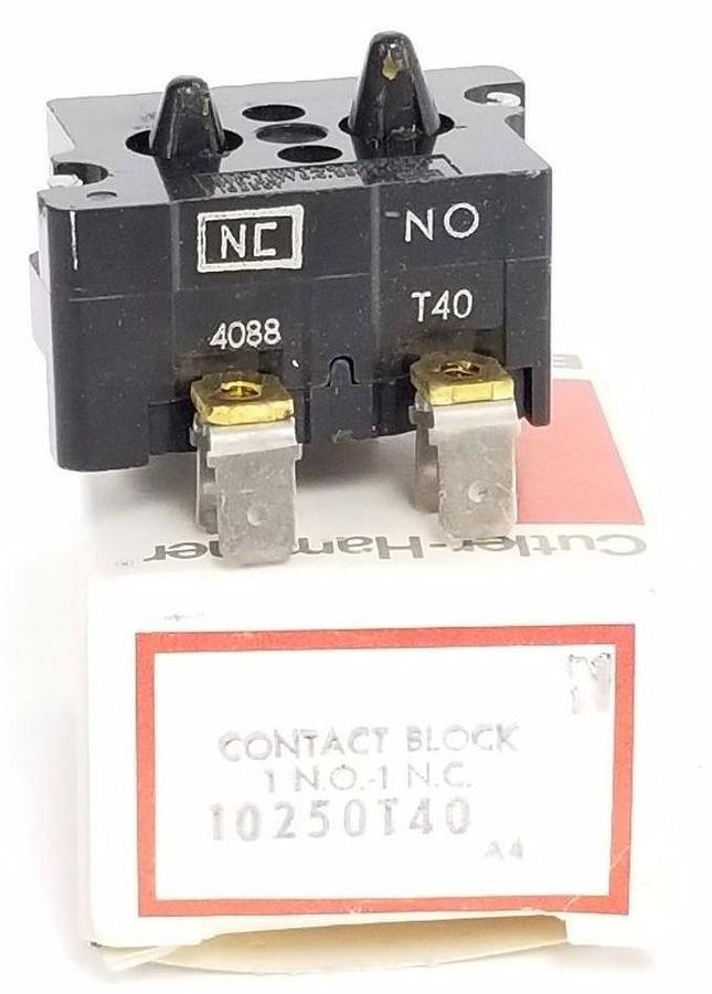 Used NIB EATON CUTLER-HAMMER 10250T40 CONTACT BLOCK 1 N.O. 1 N.C. SER. A4