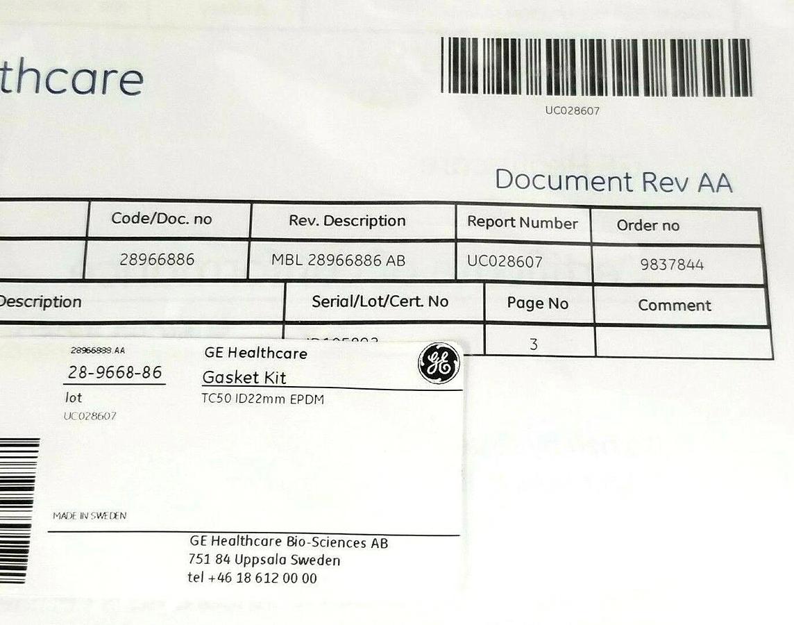 Used NEW GE HEALTHCARE 28-9668-86 GASKET KIT TC50 ID 22mm EPDM MBL 28966886 AB