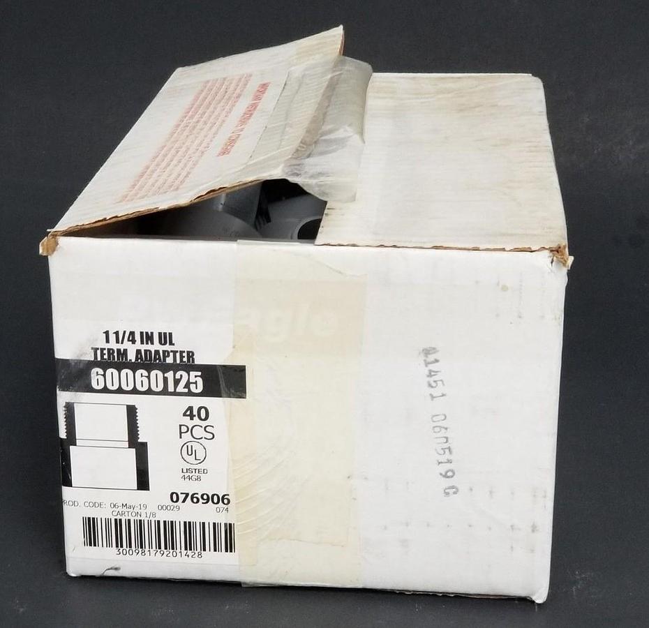 Used BOX OF 40 NEW PW EAGLE 60060125 TERM. ADAPTER 1-1/4 IN UL